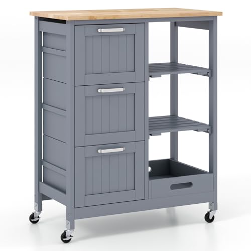Rolling Wood Storage Cart with Drawers & Removable Tray H745852