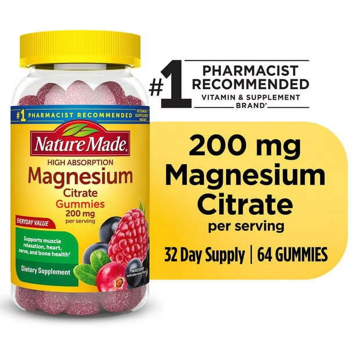 64 Count 200 mg Magnesium Citrate Gummies W425792