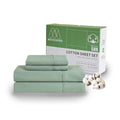 Queen Size 100% Cotton 600 Thread Count Sateen Bed Sheets 4 Pieces Set Sage Green W630597