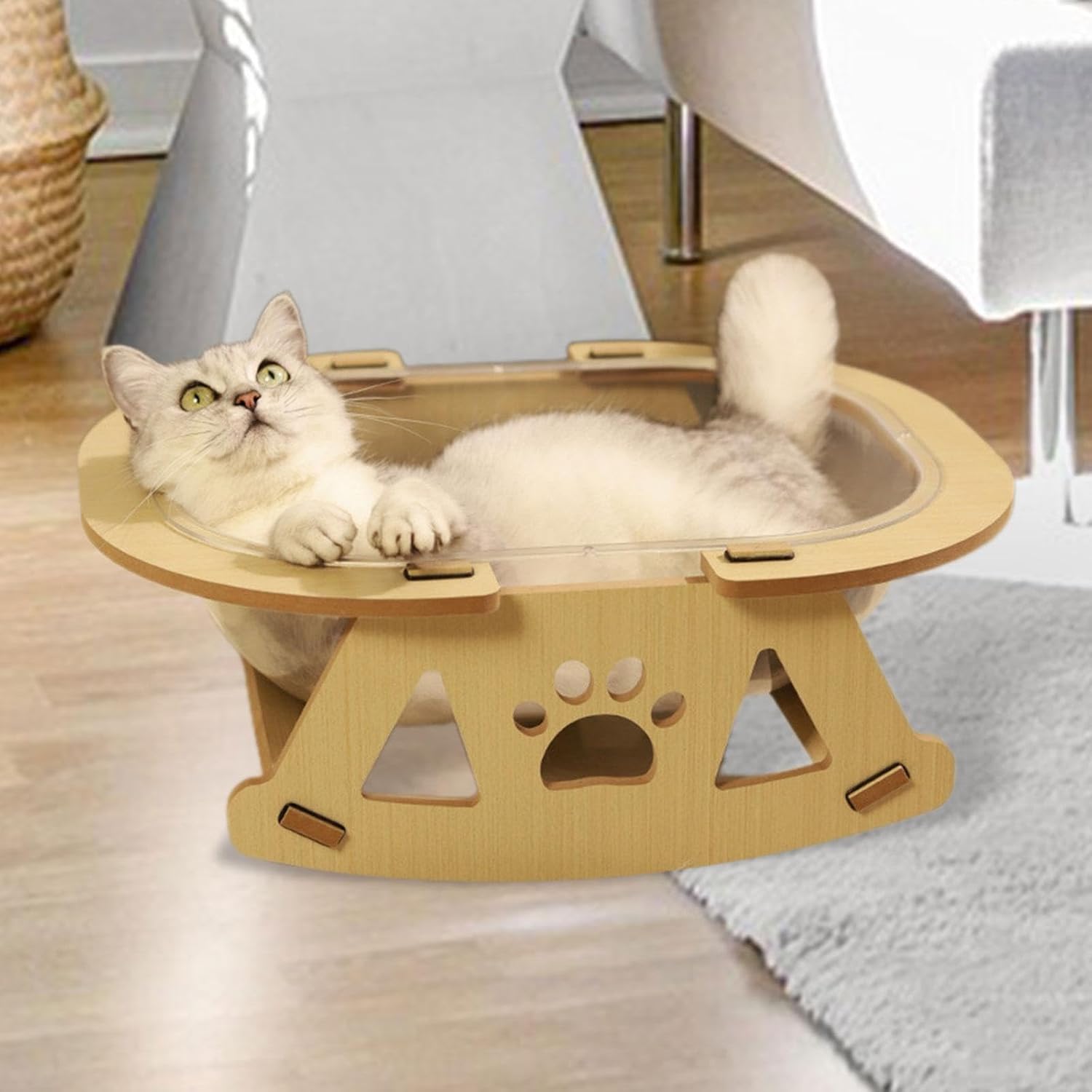 Beige Solid Wood Cat Bed N6175