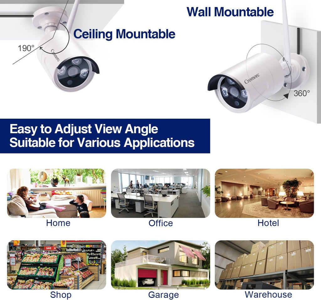 8CH 1080P Wireless Security Camera System with 10.1 Monitor, 4pcs 2MP Night Vision Camera, 1TB Hard Drive D822388