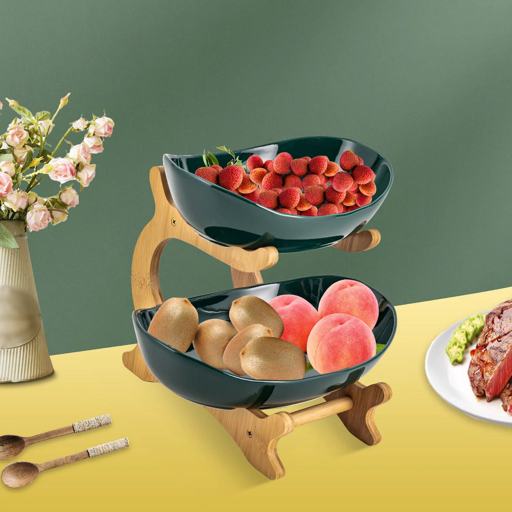 2-Tier Kitchen Countertop Fruit Bowl Fruit Basket B18548
