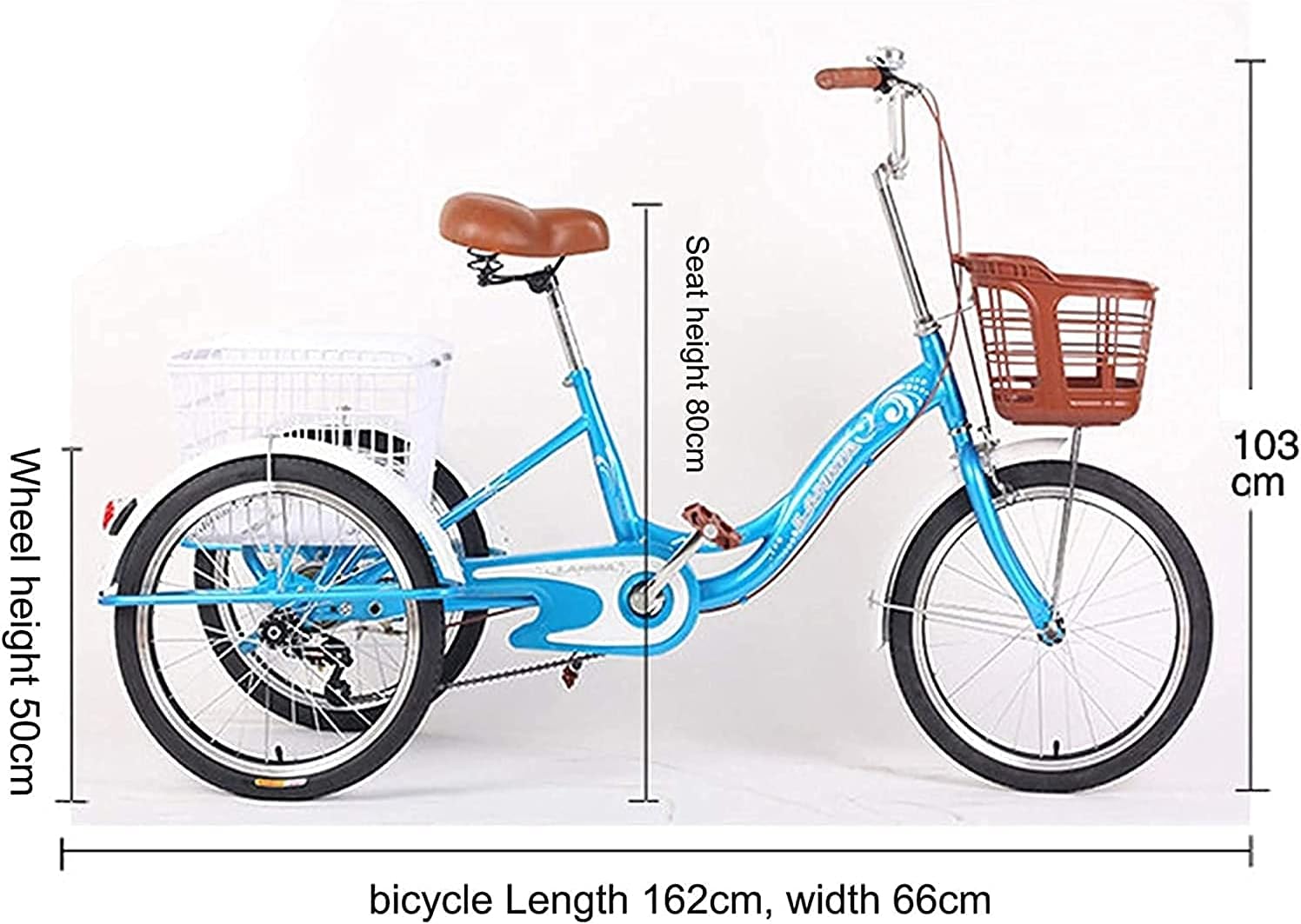 20 Inch Single Speed 3 Wheel Adult Tricycle with Shopping Basket P76982