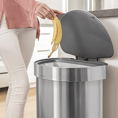 45 Liter Semi-Round Automatic Sensor Trash Can, Brushed Stainless Steel Y31174