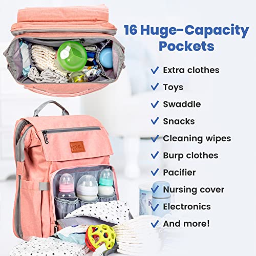 Gray Baby Diaper Bag Backpack with Changing Pad V977564