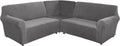 3-Piece L Shape Velvet Sectional Couch Cover, Grey B952