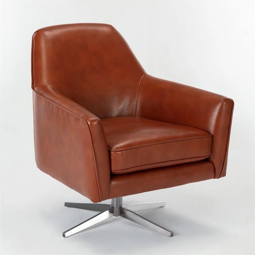 Caramel Brown Faux Leather Swivel Armchair C14026