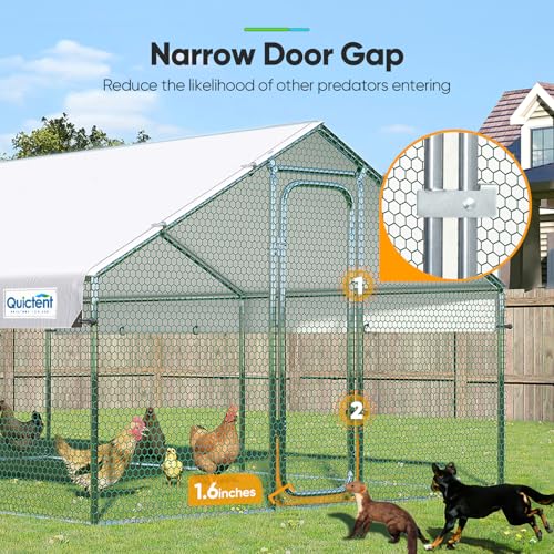 Large Metal Chicken Coop Run with Roosting Perch and Waterproof Roof Cover, 12x9x6.6FT Y487925