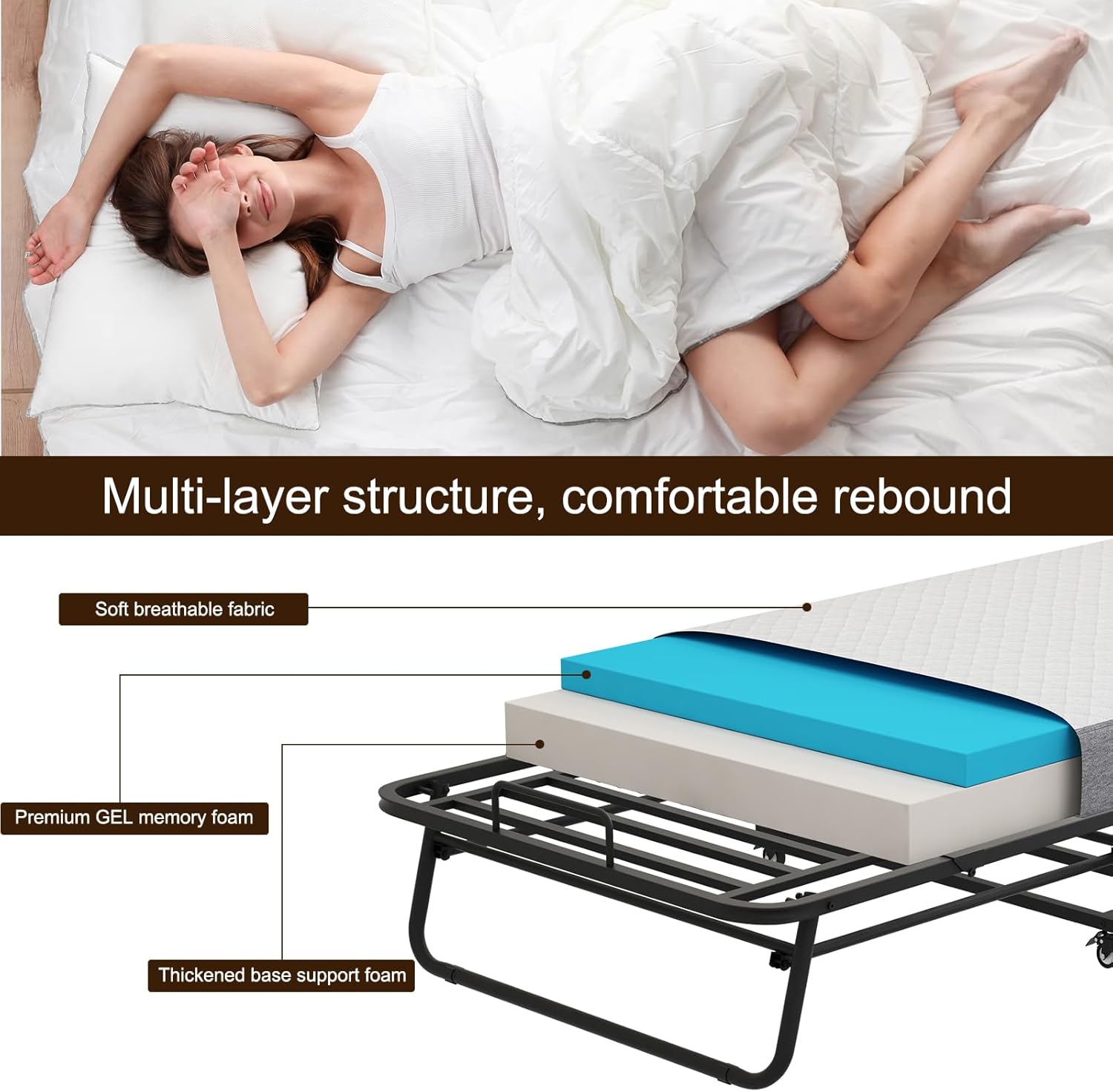 Twin Size Bed Frame with Memory Foam M213