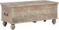Beige Wood Storage Bench with Hinge Top T825810