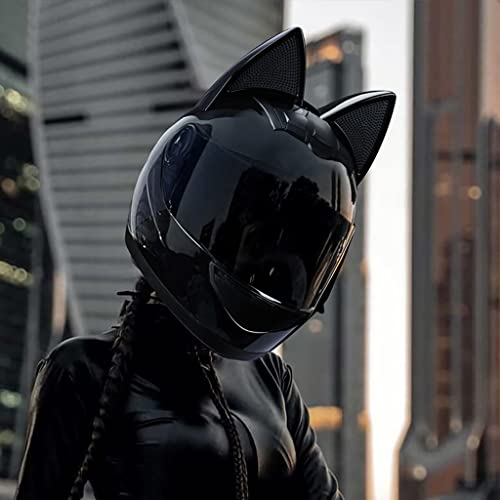 DOT Certified Full Face Motorcycle Helmet with Cat Ears Flip up Visors I9419