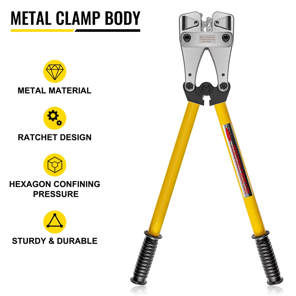 Battery Cable Crimping Tool 10-120 mm2, AWG 8-4/0, Hexagon Lug Crimping Tool A115184