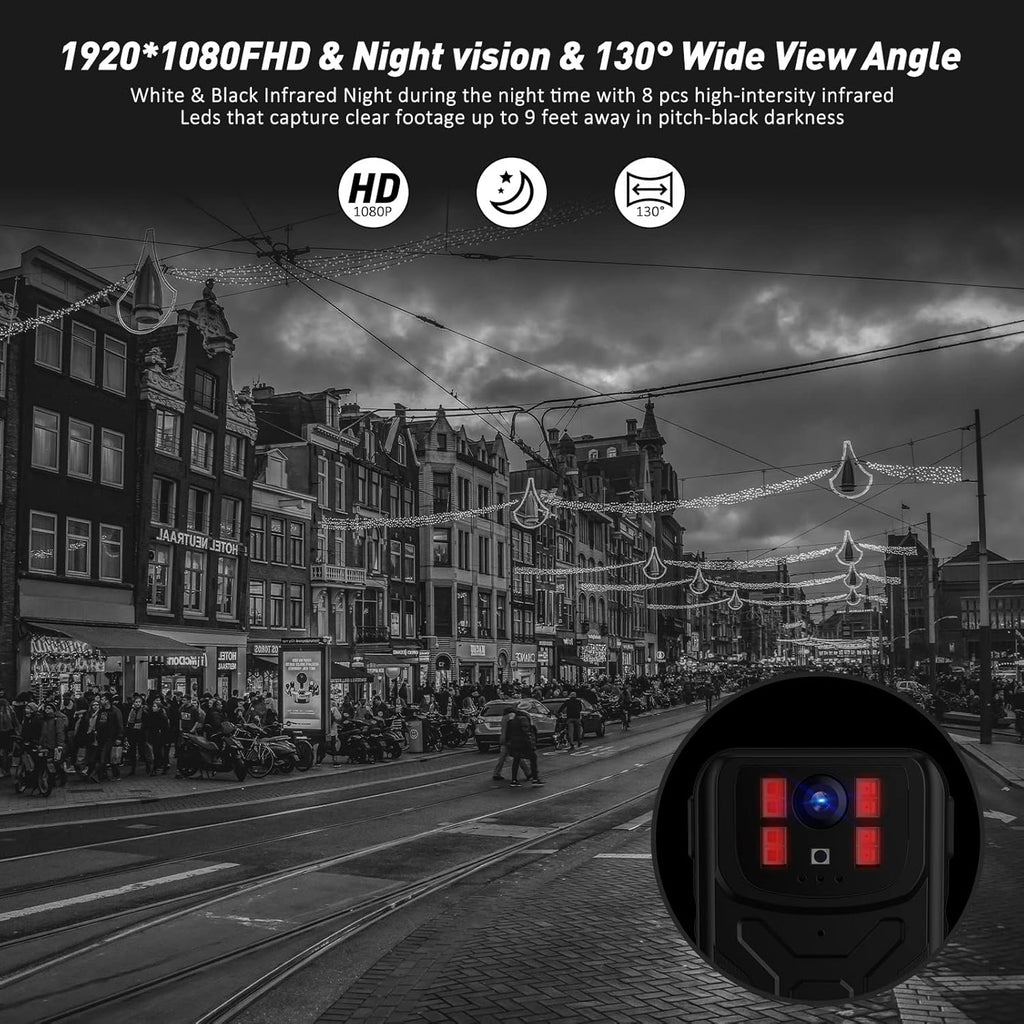 32G Memory Body Worn Camera with Night Vision, Pack of 2 P48083