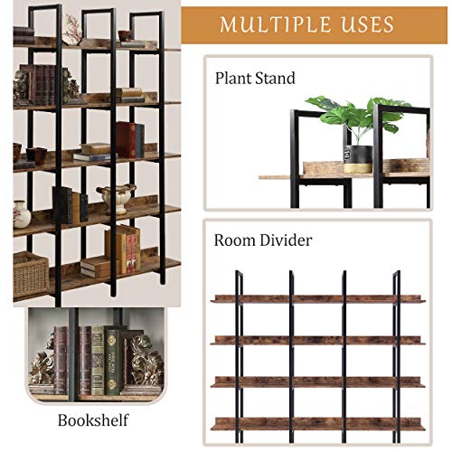 Black 5-Shelf Open Bookcase with Metal Frame W53178