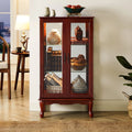 3 Tier Curio Cabinet with Tempered Glass Doors, Cherry C127438