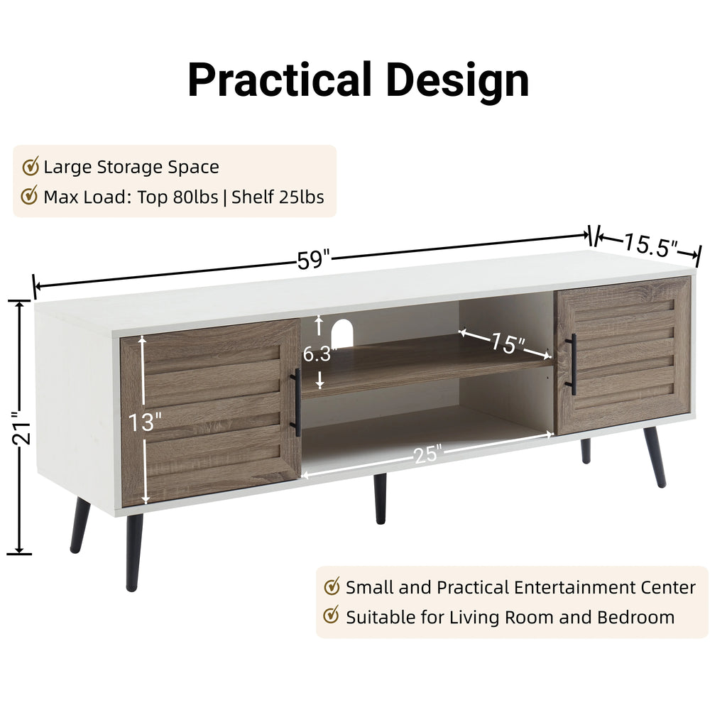 White Walnut TV Stand 59"W M108