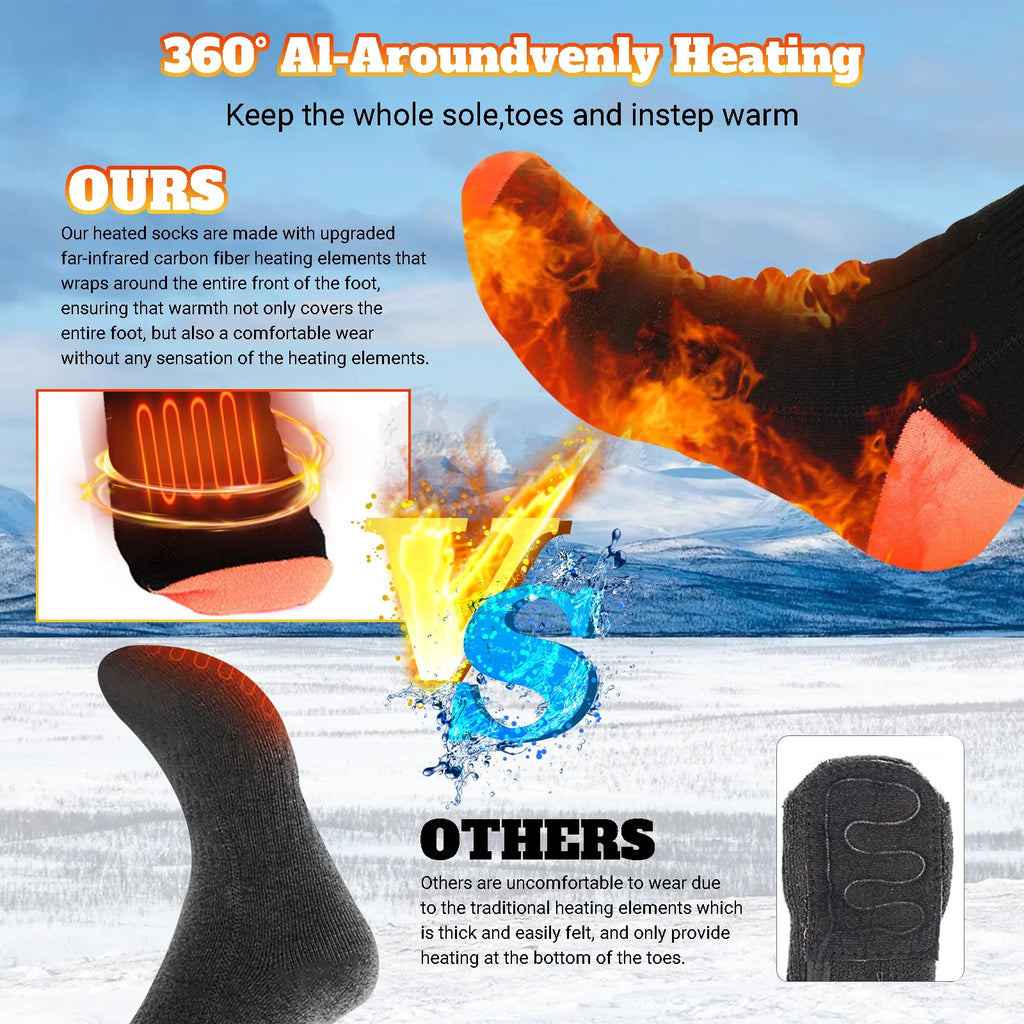 Black Rechargeable Electric Heated Socks Z613