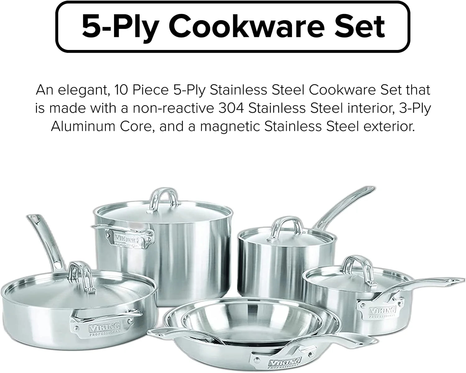 5-Ply Stainless Steel Cookware Set 10 Piece I605