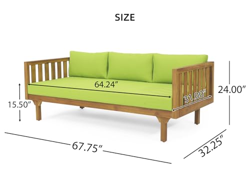 Grey Acacia Wood 3 Seater Daybed with Cushions Q92549