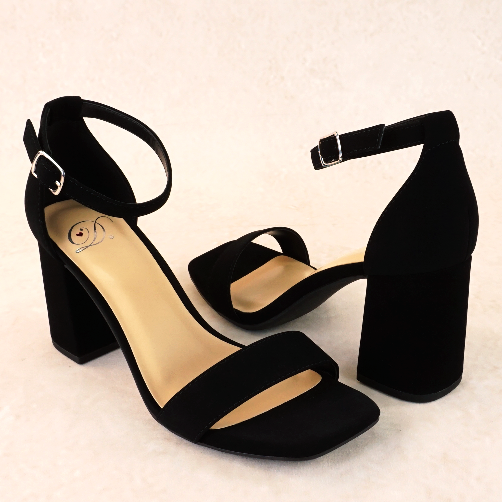 Larch Beige Patent Block Heels