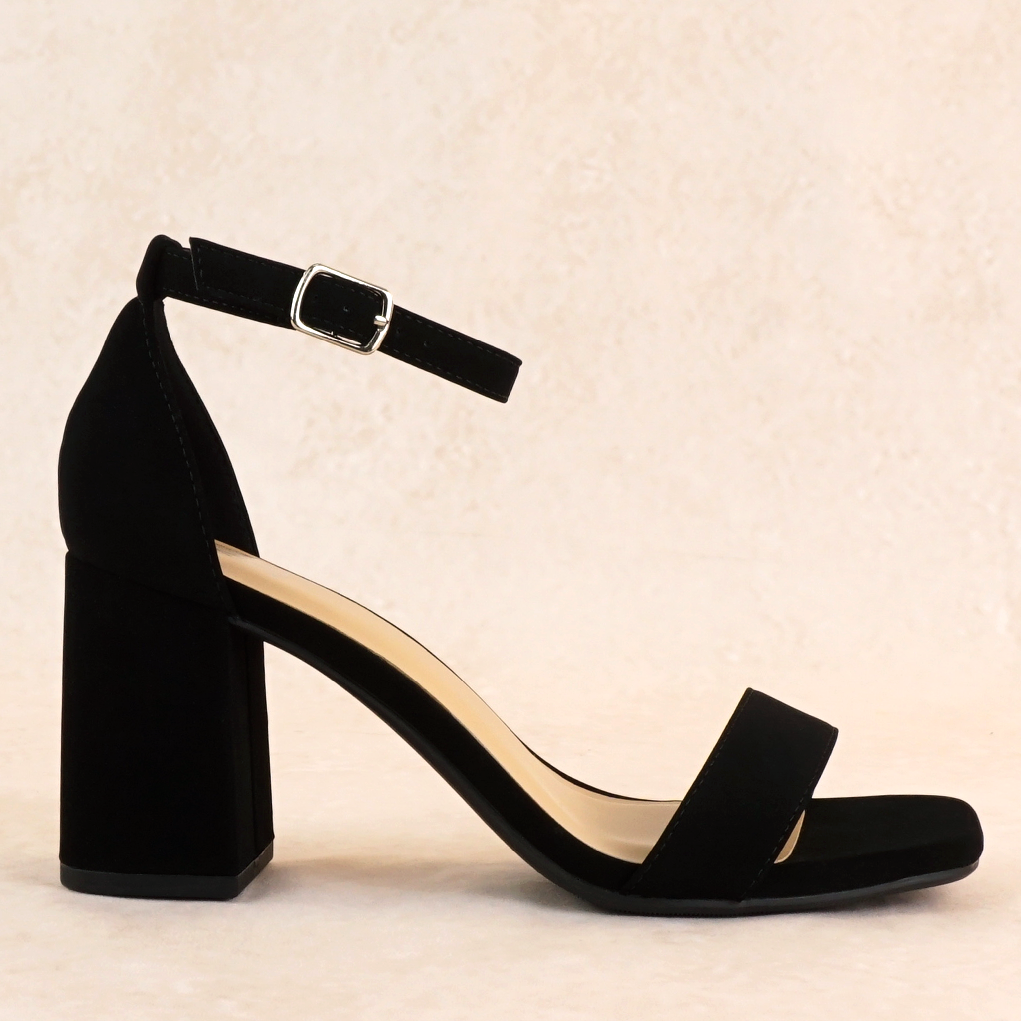 Larch Beige Patent Block Heels