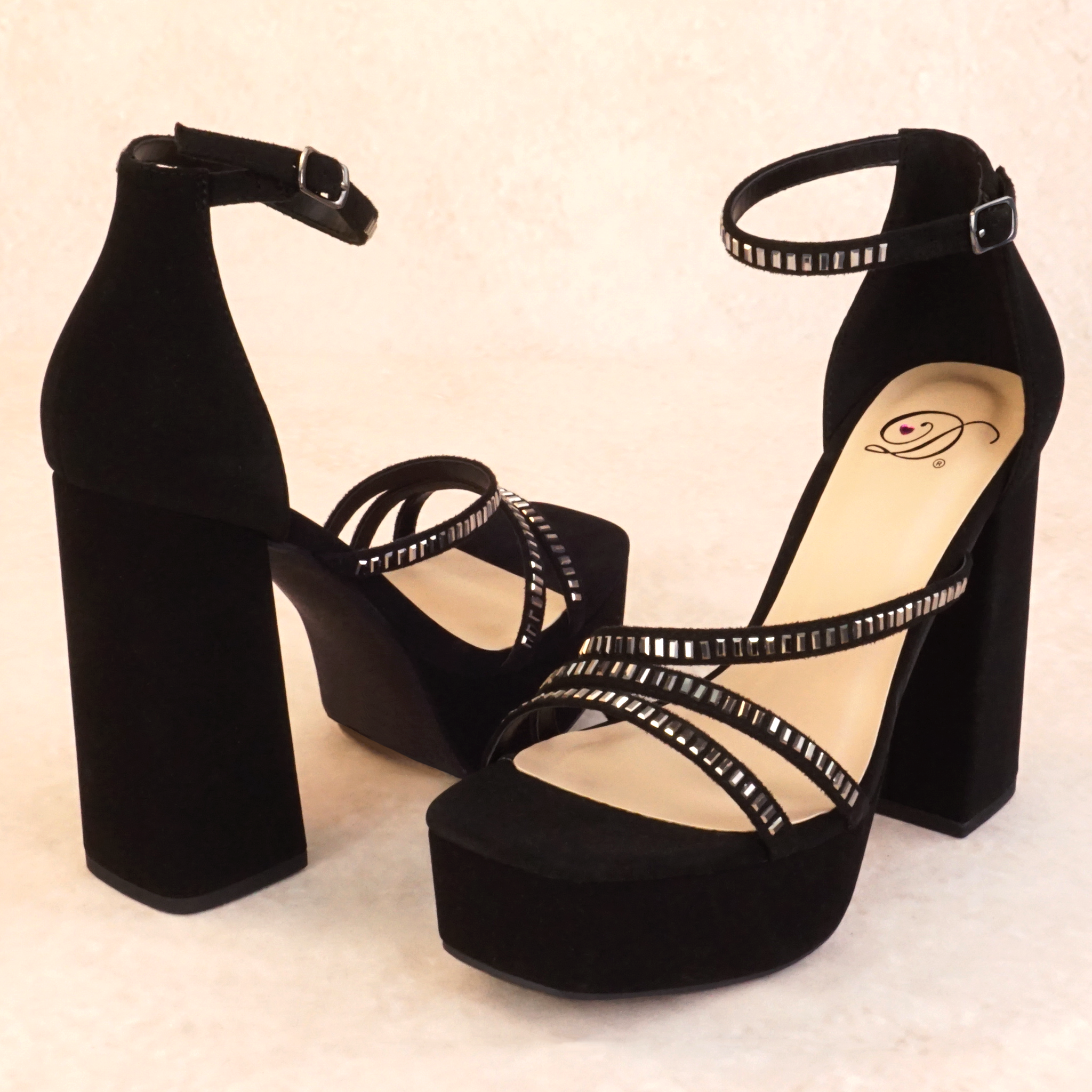 Darby High Platform Block Heel with Rhinestones