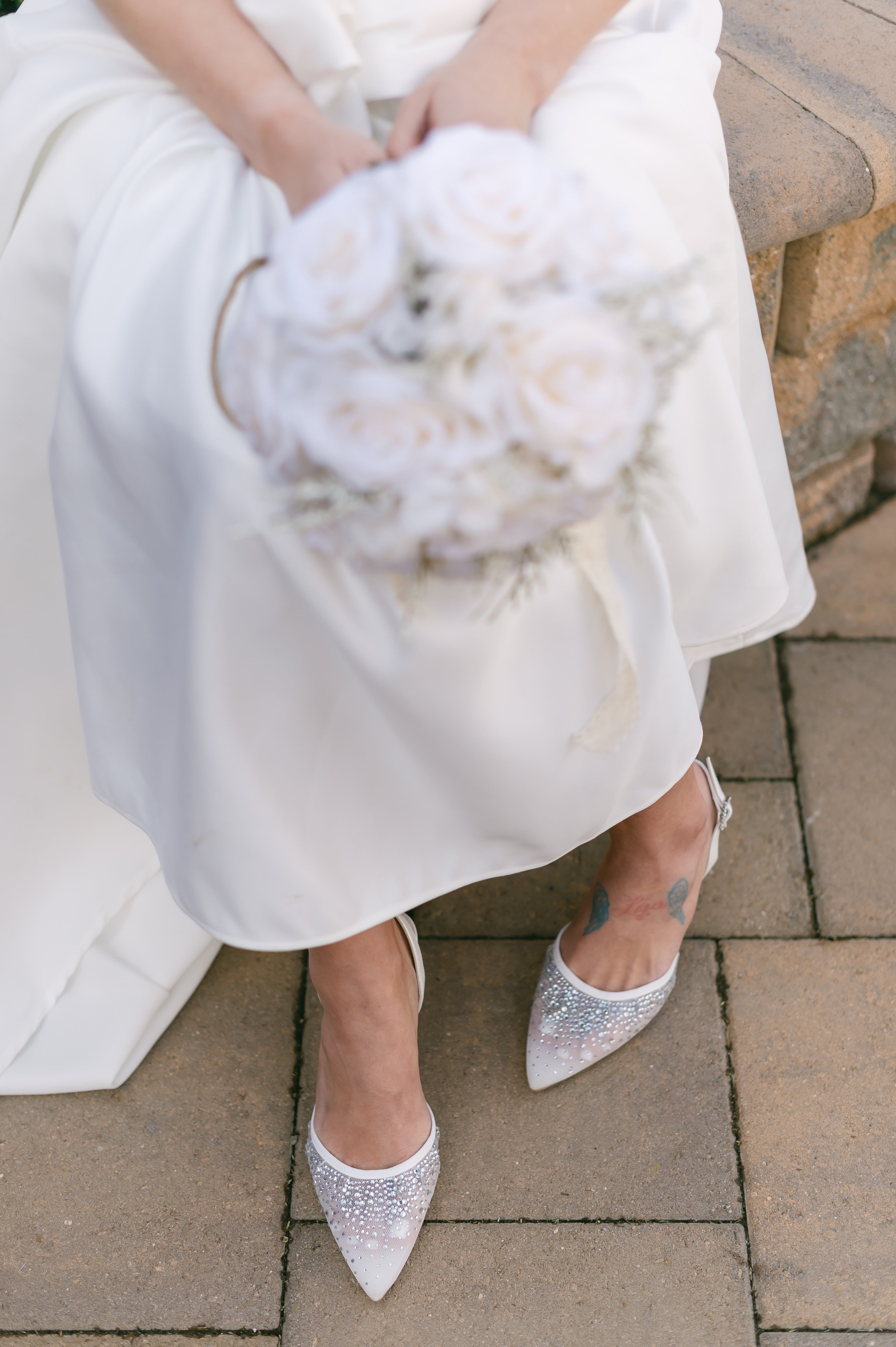 Moldova Rhinestone White Mesh Stilettos
