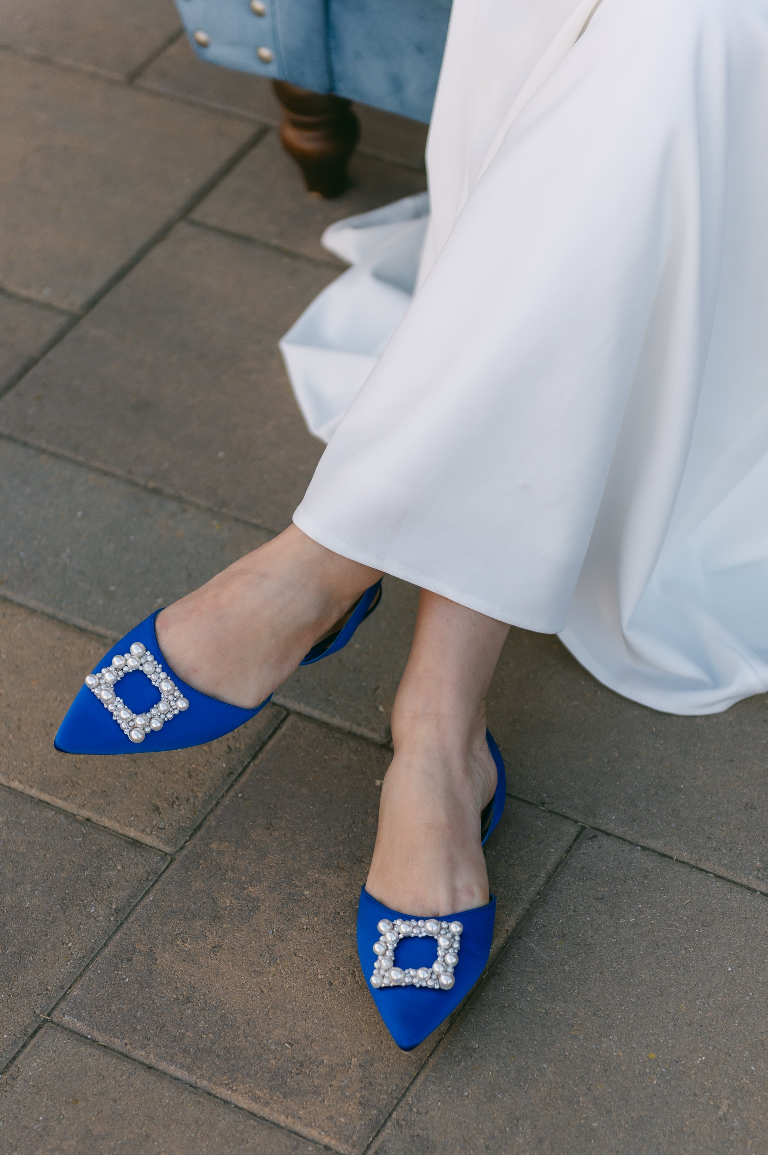 Leoni D'orsay Flats Pearl and Rhinestone Detail