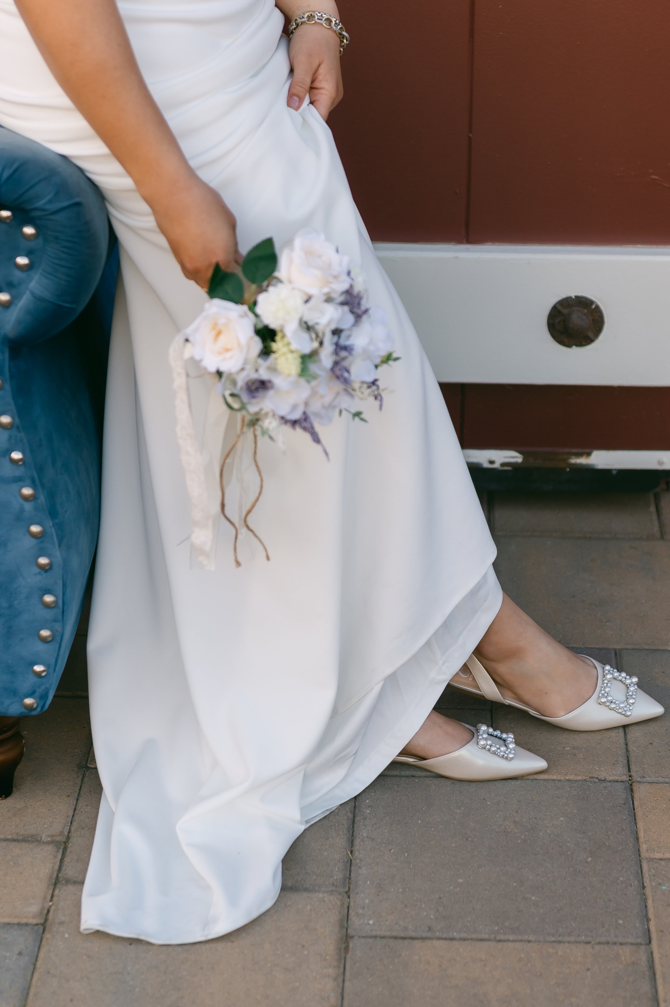 Leoni D'orsay Flats Pearl and Rhinestone Detail