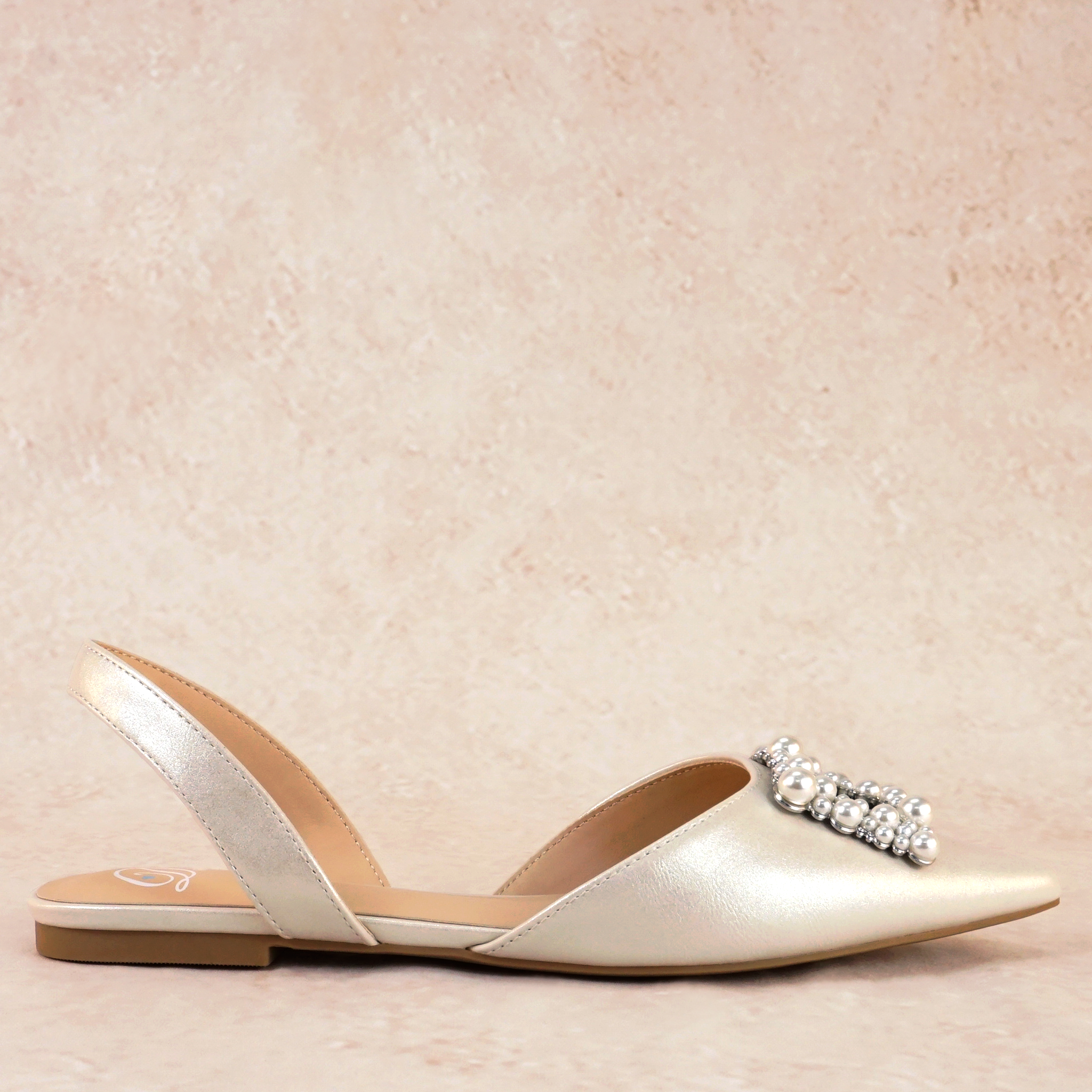 Leoni D'orsay Flats Pearl and Rhinestone Detail