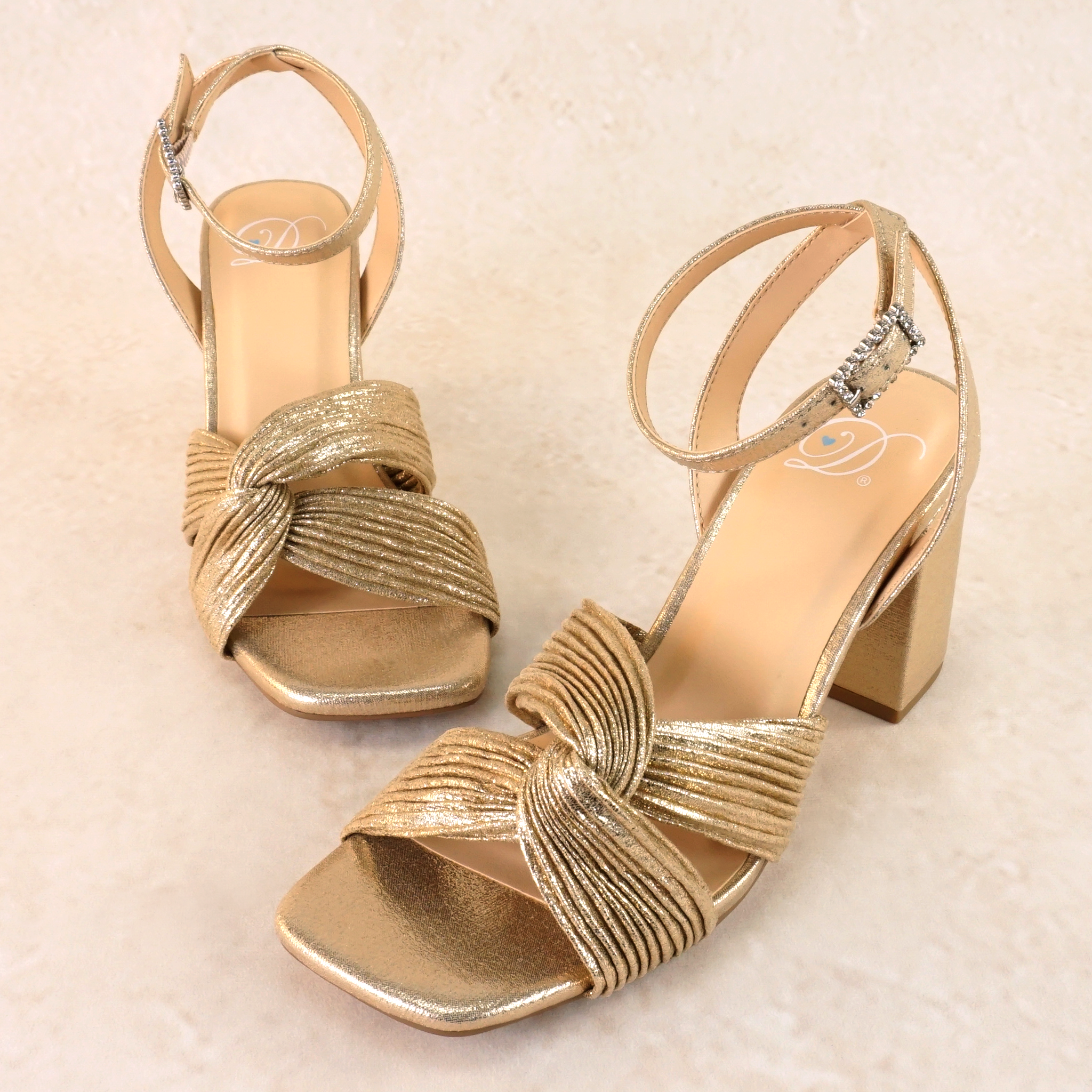 Baron Pleated Shimmer Block Heels