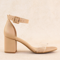 Amuse Clear Strap Beige Block Heels