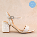 Cloe White Pearl Block Heels (wide fit)