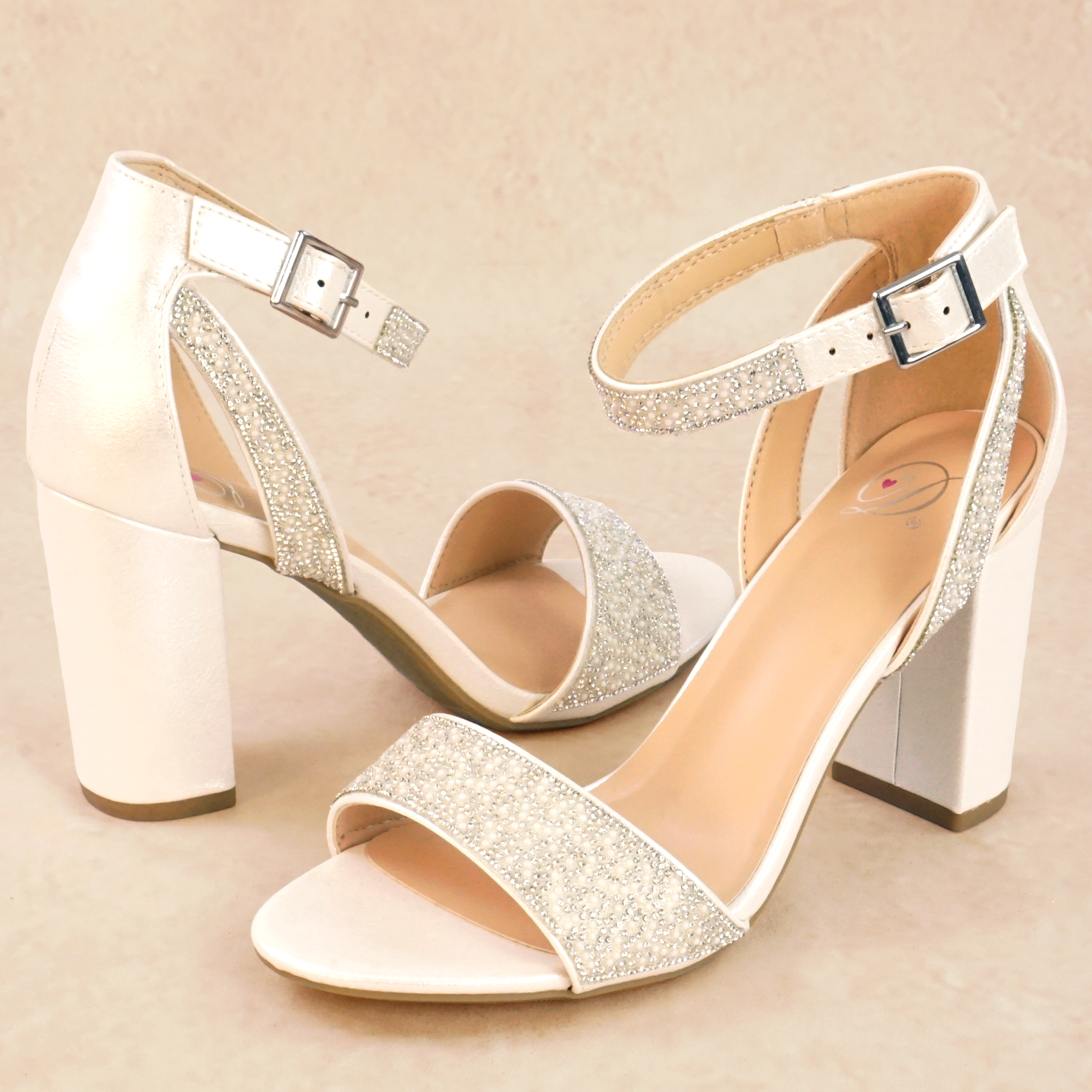 Chika Pearl and Rhinestone Block Heels