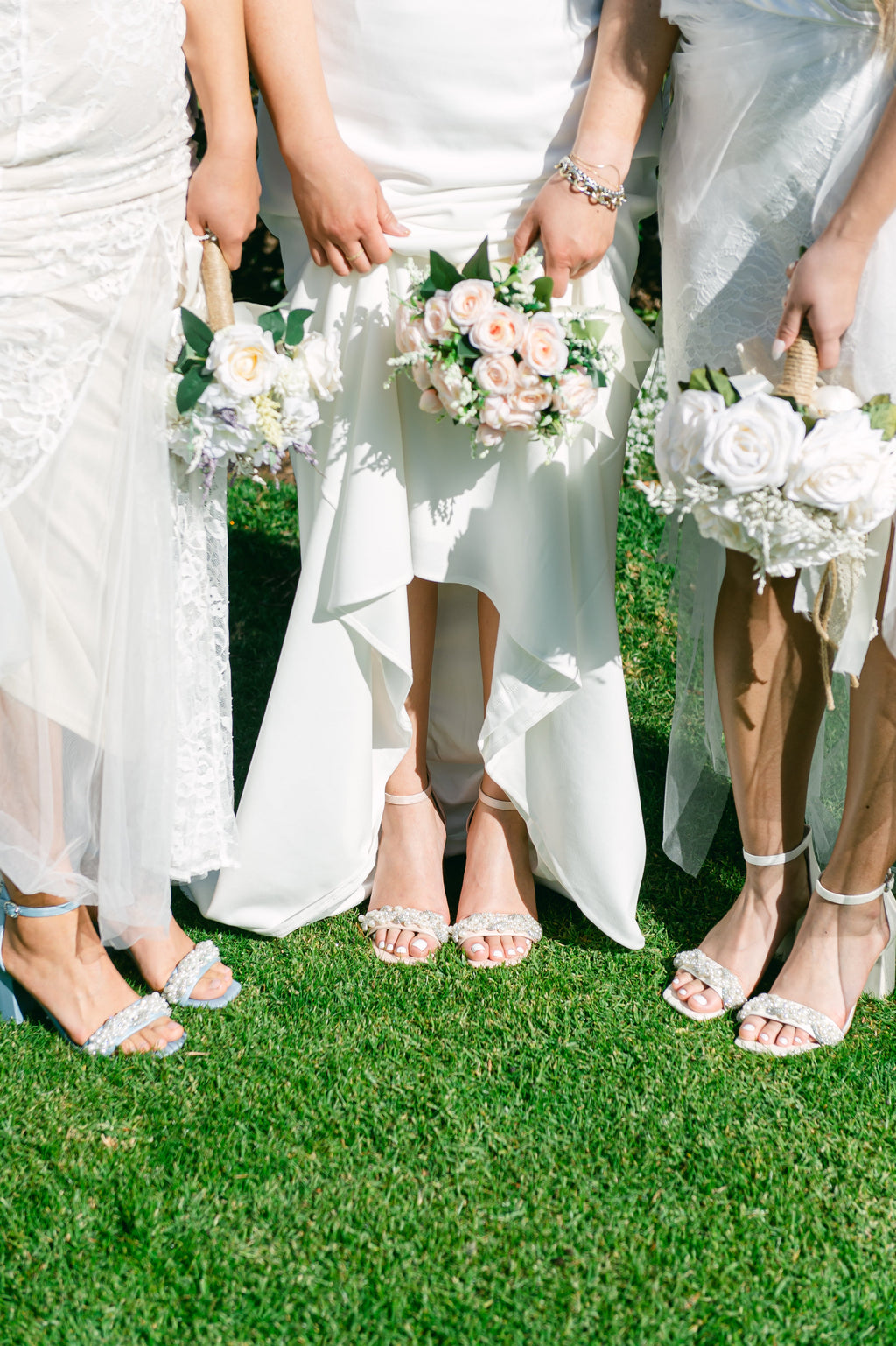 Cecilia Block Heels with Pearl and Rhinestone Twist