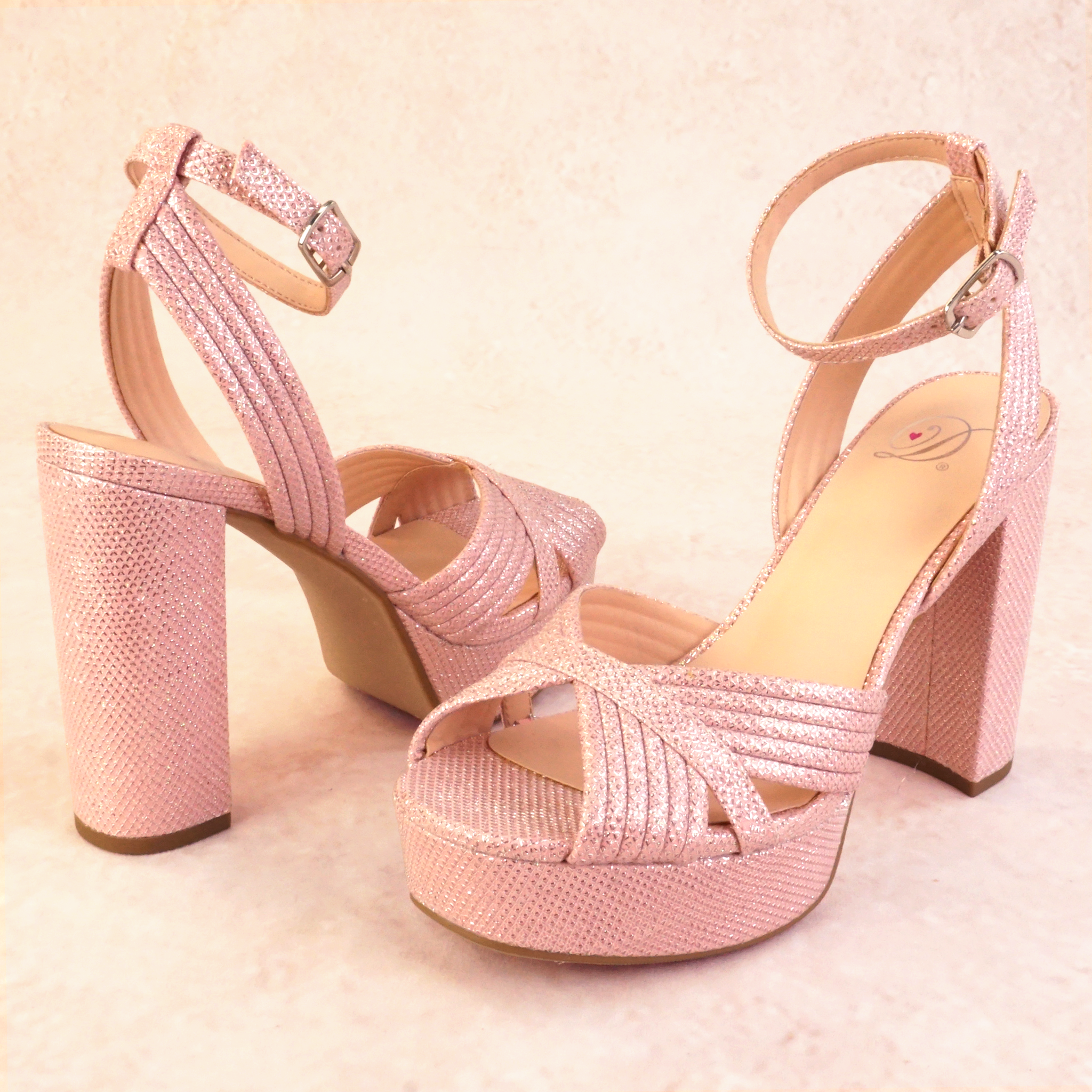 Jukebox Pink Glitter Platform Heels