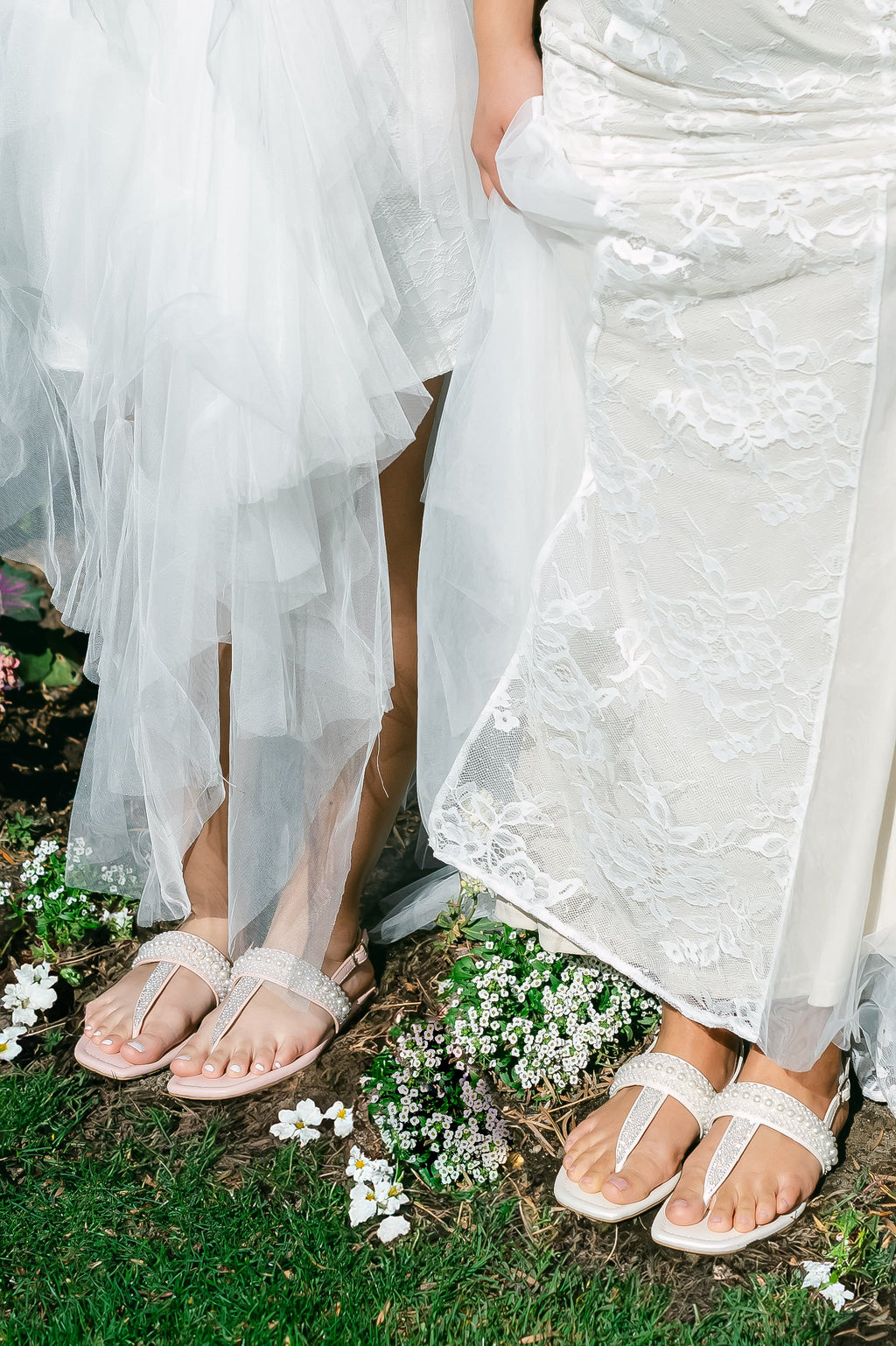 Reese Flat Sandal with Pearl and Rhinestone Details