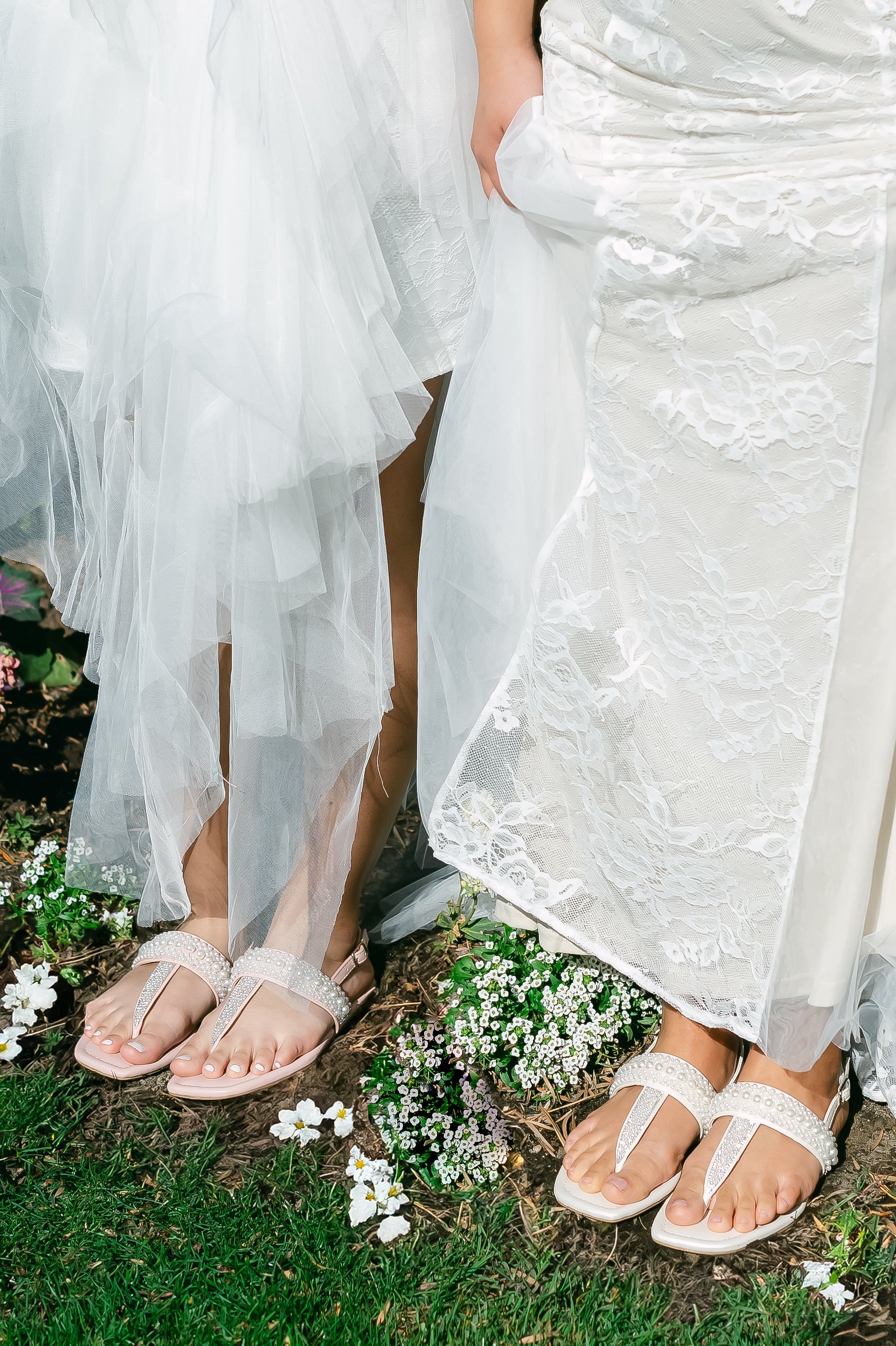 Reese Flat Sandal with Pearl and Rhinestone Details