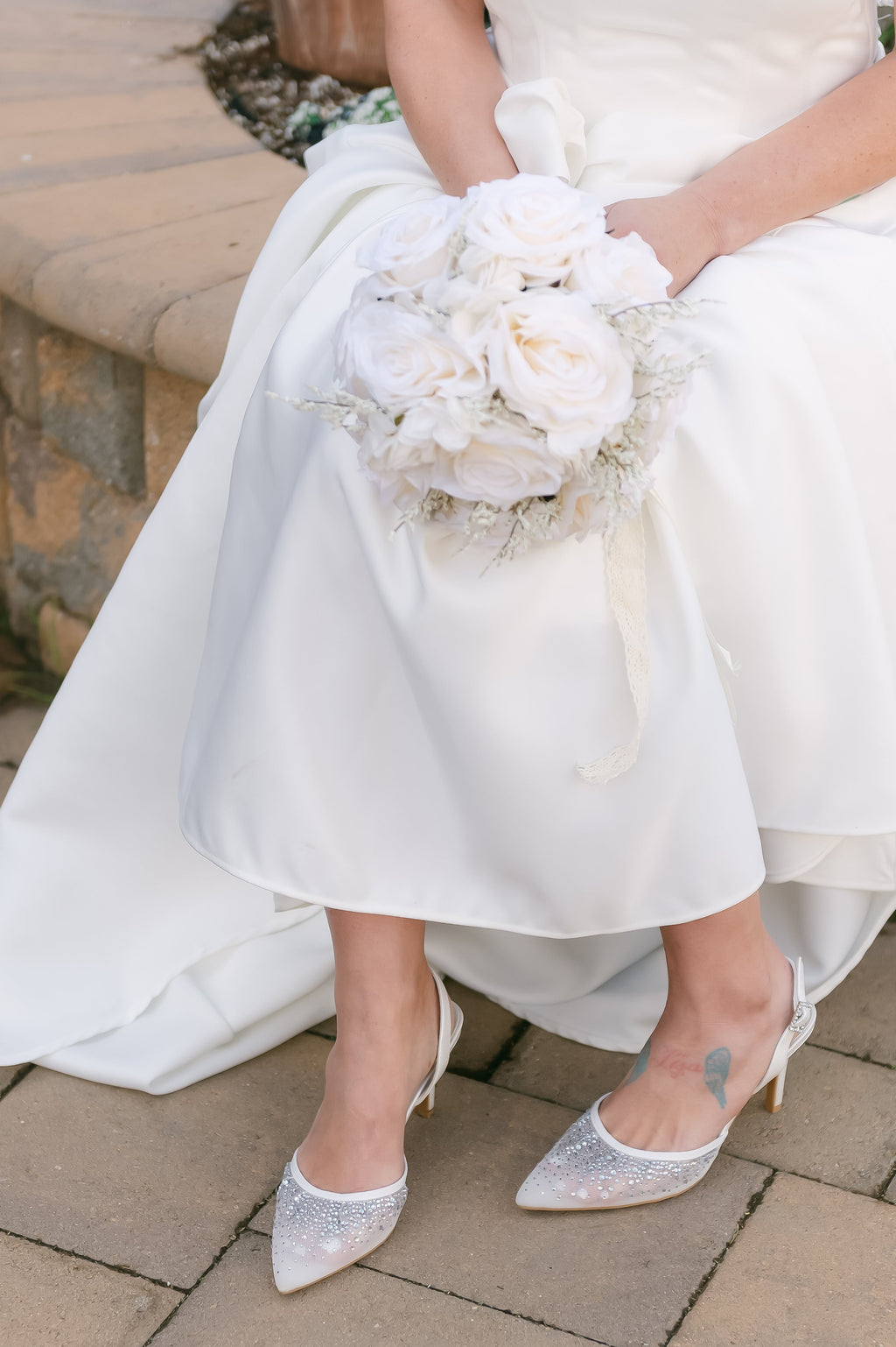 Moldova Rhinestone White Mesh Stilettos