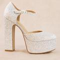 Babie Silver Glitter Platform Heels