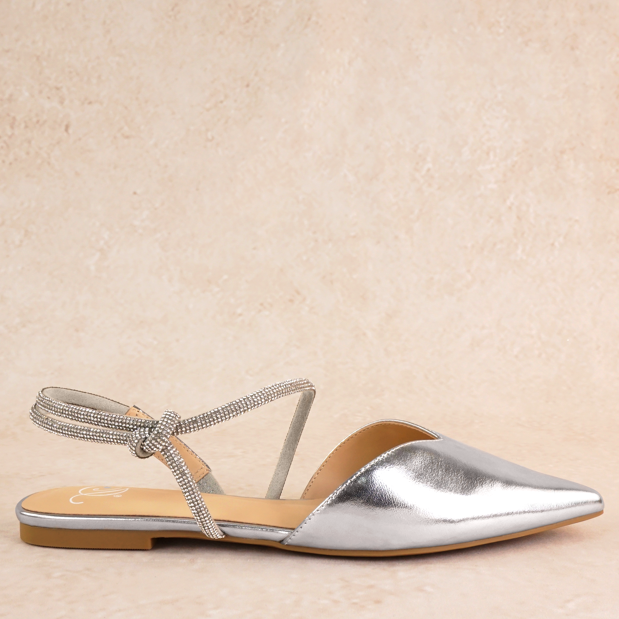 Sonnet Slingback Flat Shoe with Rhinestones