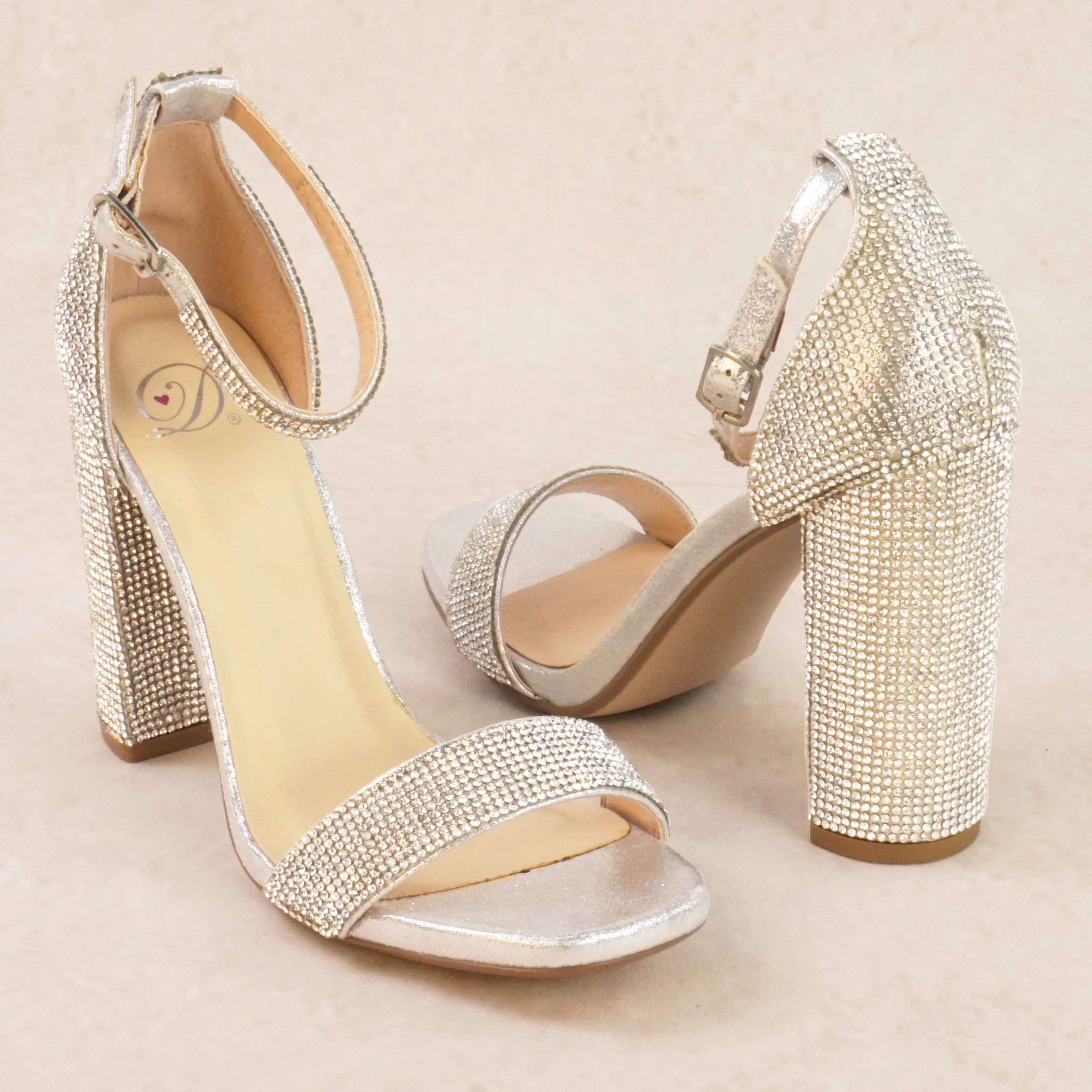 Lily Silver Rhinestone Heels