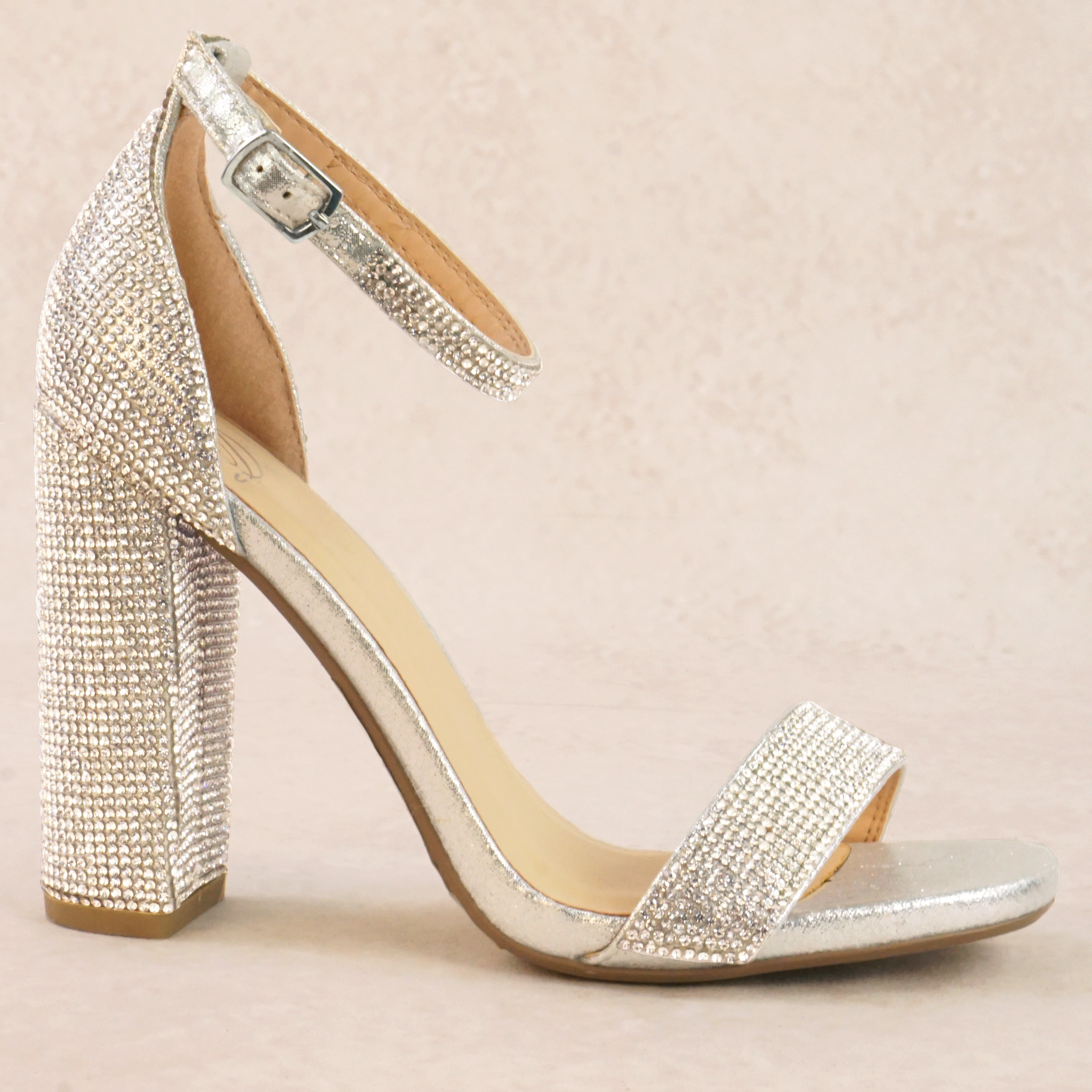 Lily Silver Rhinestone Heels
