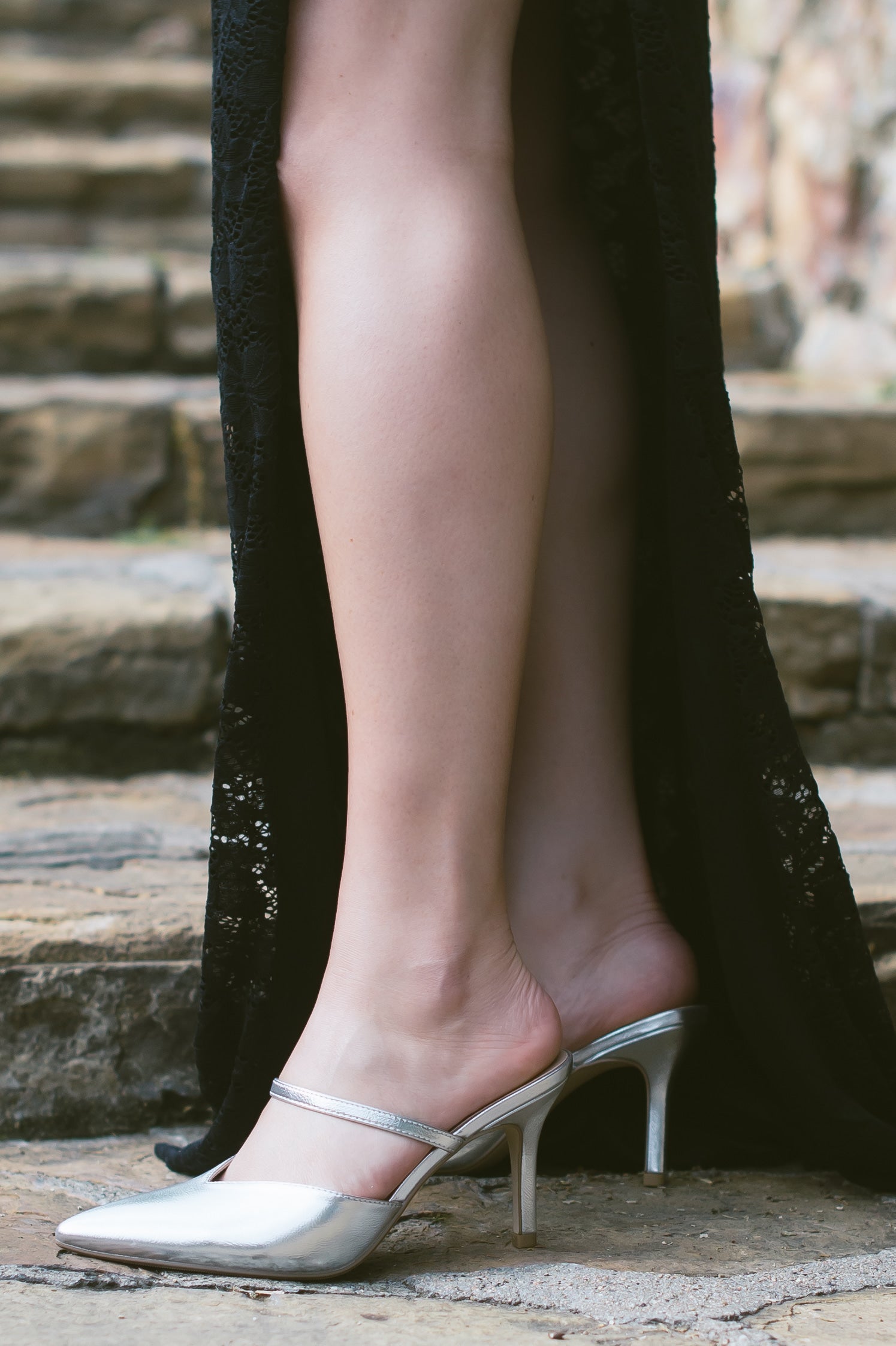 Kingdom Silver Pointed Toe Stiletto Heels