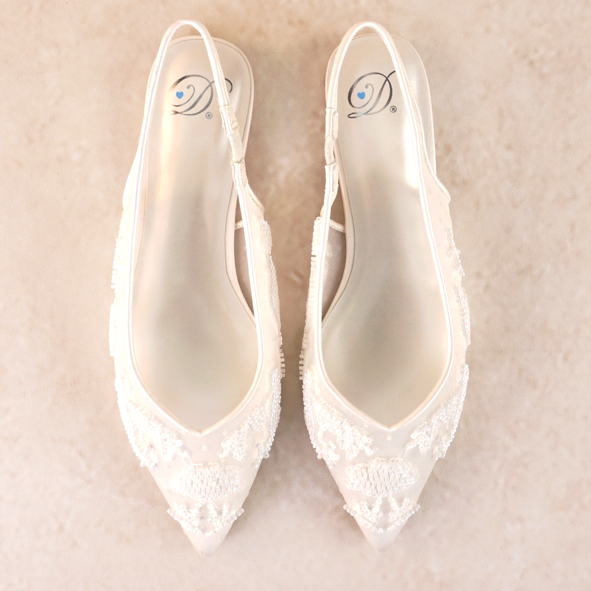 Rumi Beaded White Flat Shoe