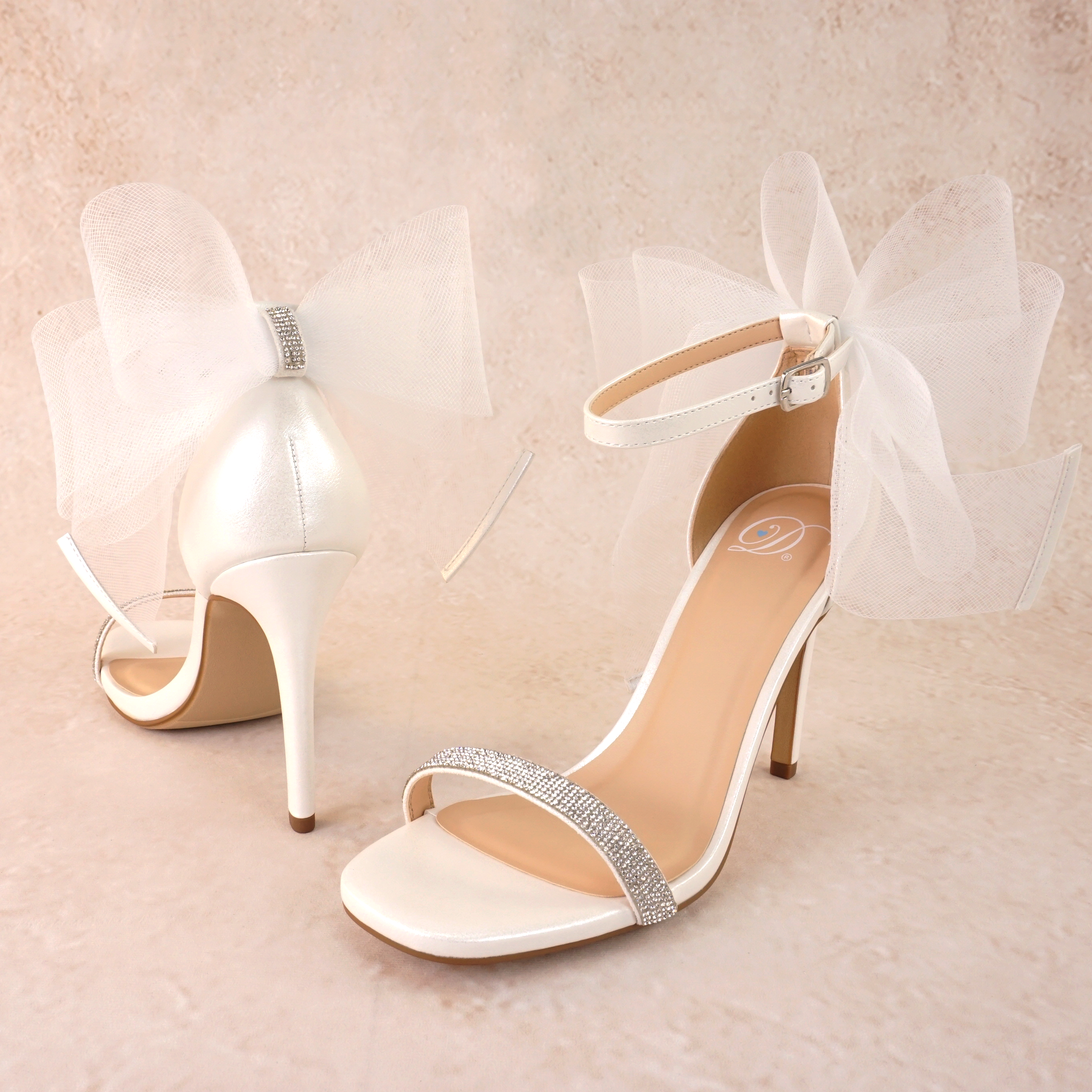 Citron High Stiletto Heels with Bow and Rhinestones
