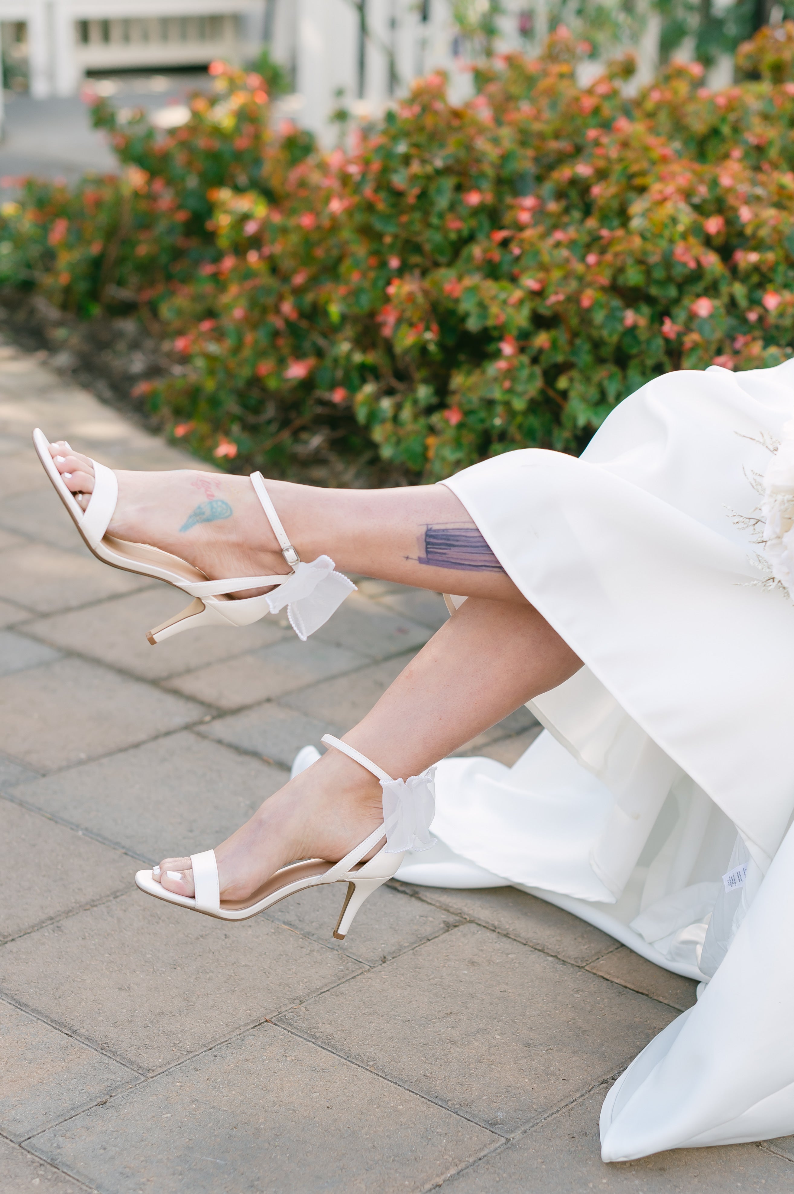 Edell White Stiletto Heels with Bow (wide fit)