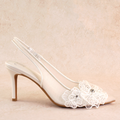 Minta White Lace Flower Stiletto Heels