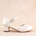 Acelin Flower Applique White Block Heels (kids)