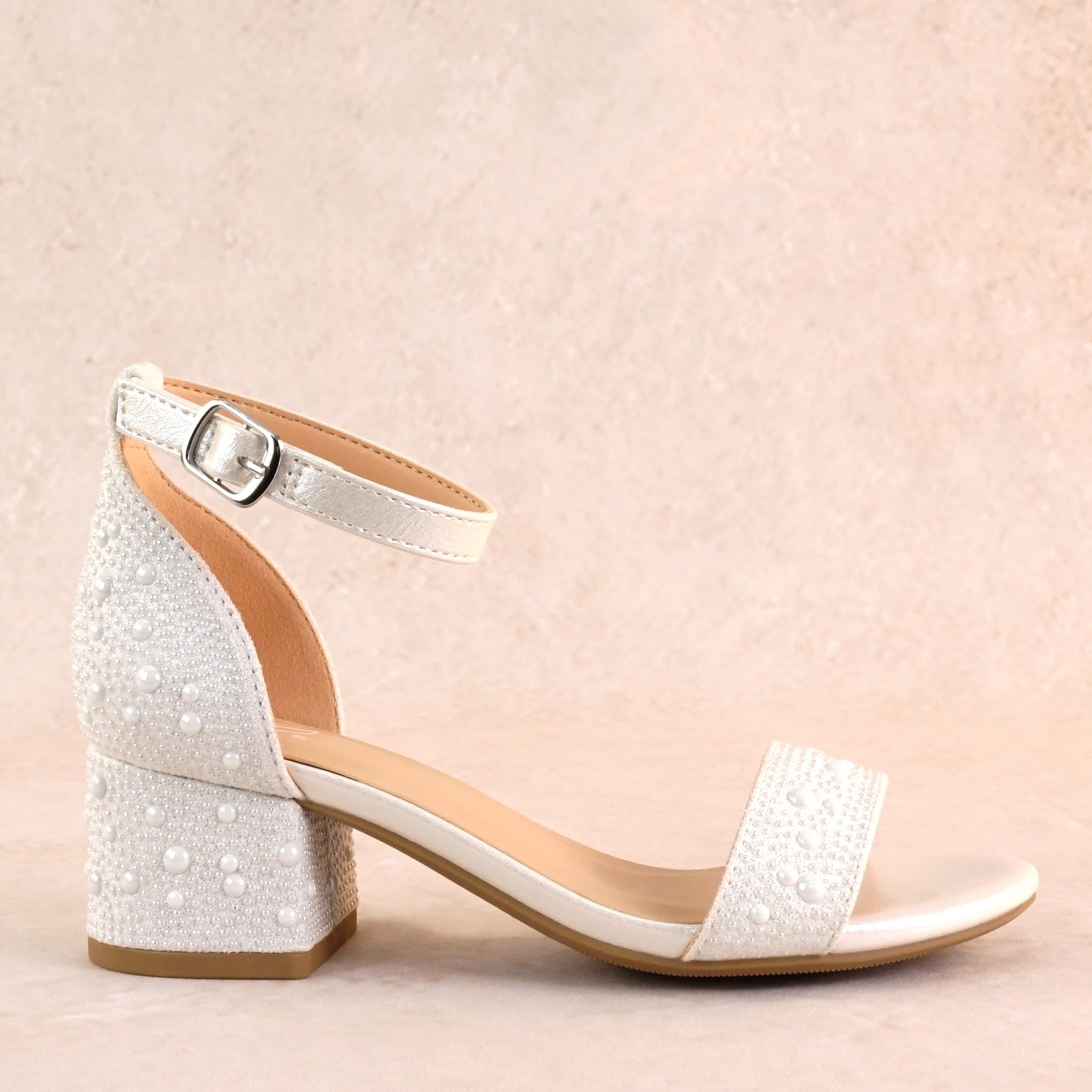 Pond White Pearl Block Heels (kids)